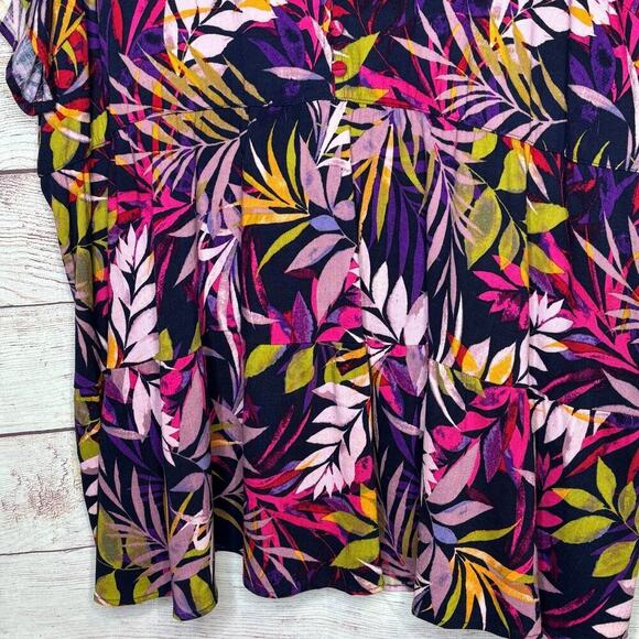 Torrid Palm Tree Tropical Summer Popover Short Sleeve Blouse Size 4X Plus - Picture 10 of 15